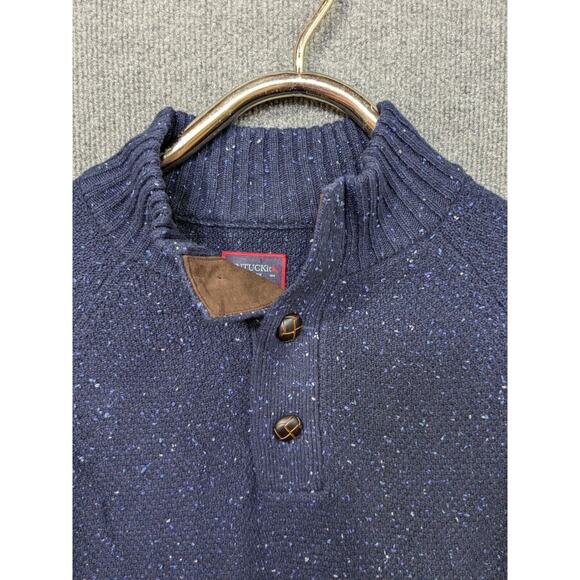 Untuckit Gordonne Sweater Mens Large Sky Captain Wool Button Pullover Classic - Picture 2 of 9